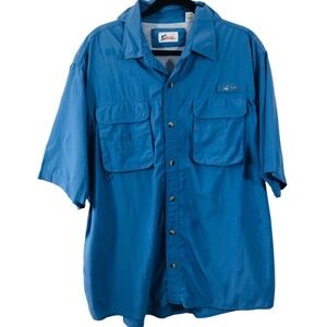 World Wide Sportsman SS Shirt Men Sz XL Fishing Hunting Outdoor Vented Blue
